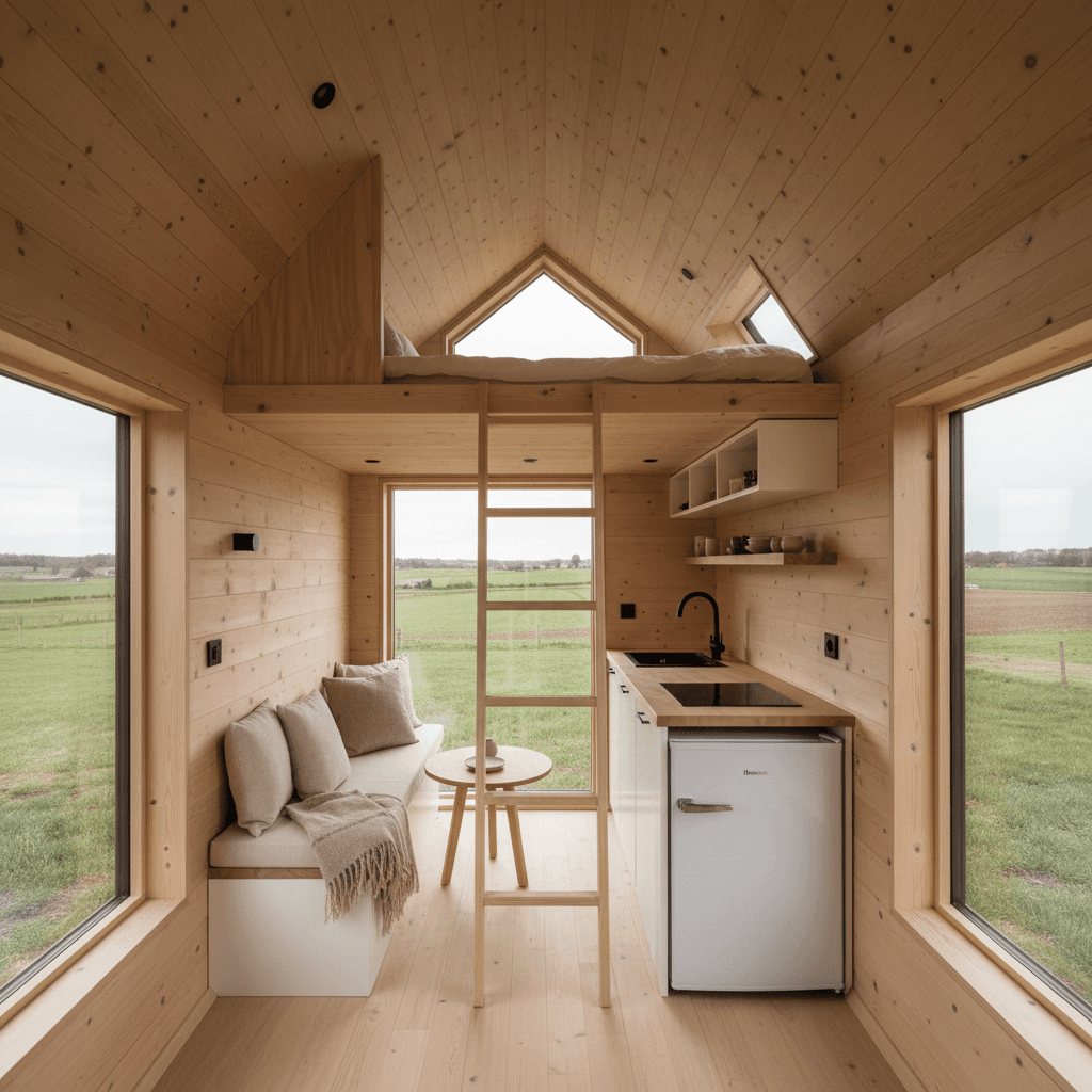 scandinavian rural Tiny House - Interior view