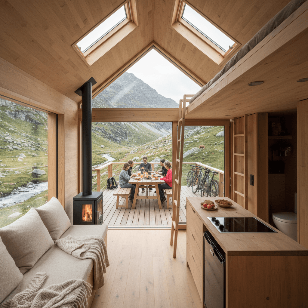 scandinavian mountain Tiny House - Interior view