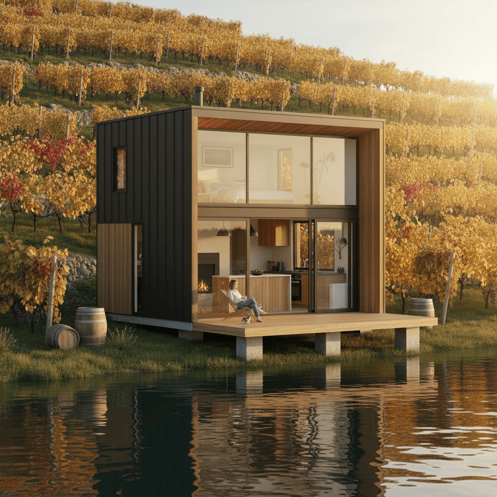Modern lakeside Tiny House - House Water House - Show Other Side - Show Whole Nice - Show Whole Nice