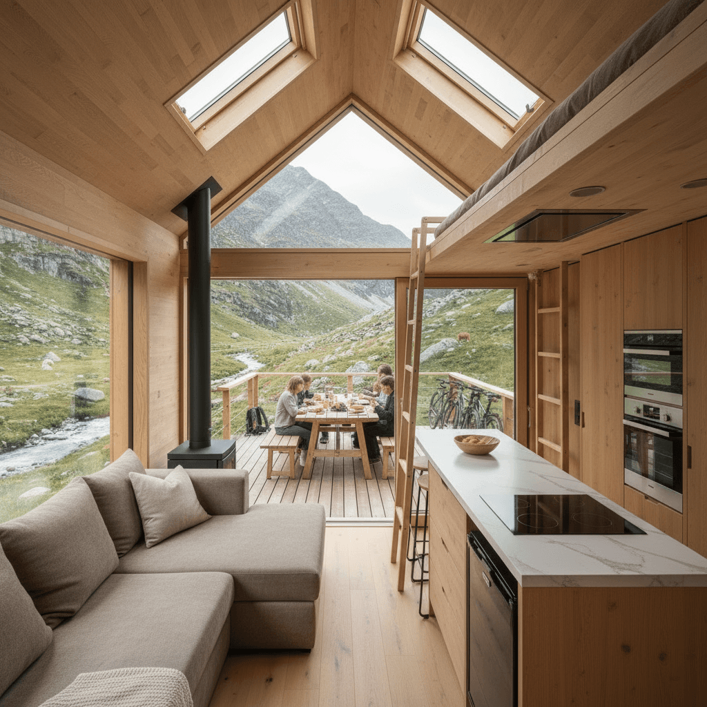 scandinavian mountain Tiny House - Give Design Nice - Interior view