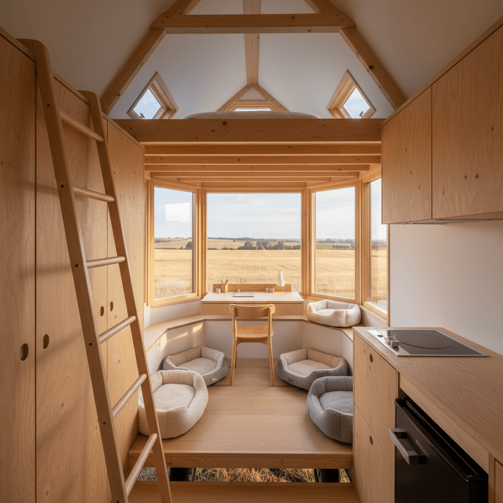 scandinavian rural Tiny House - Interior view